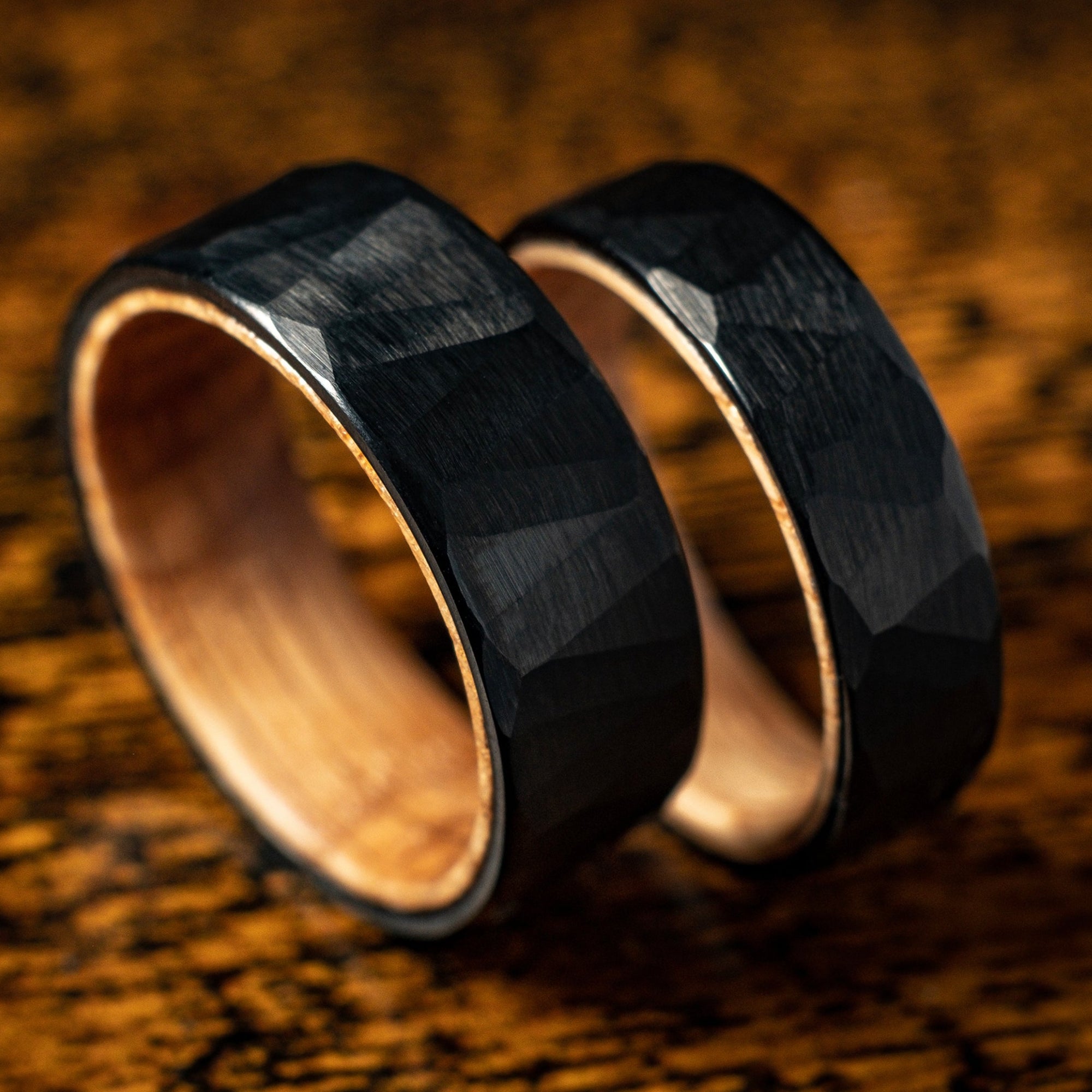 Oak X Hammered Black Tungsten Ring