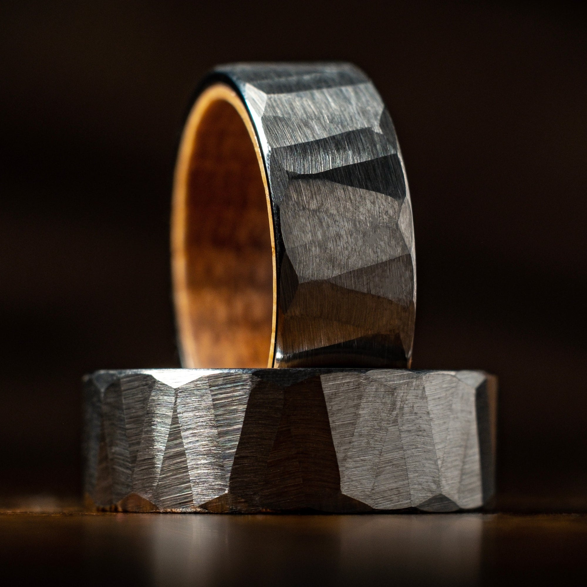 Oak X Silver Hammered Tungsten Ring