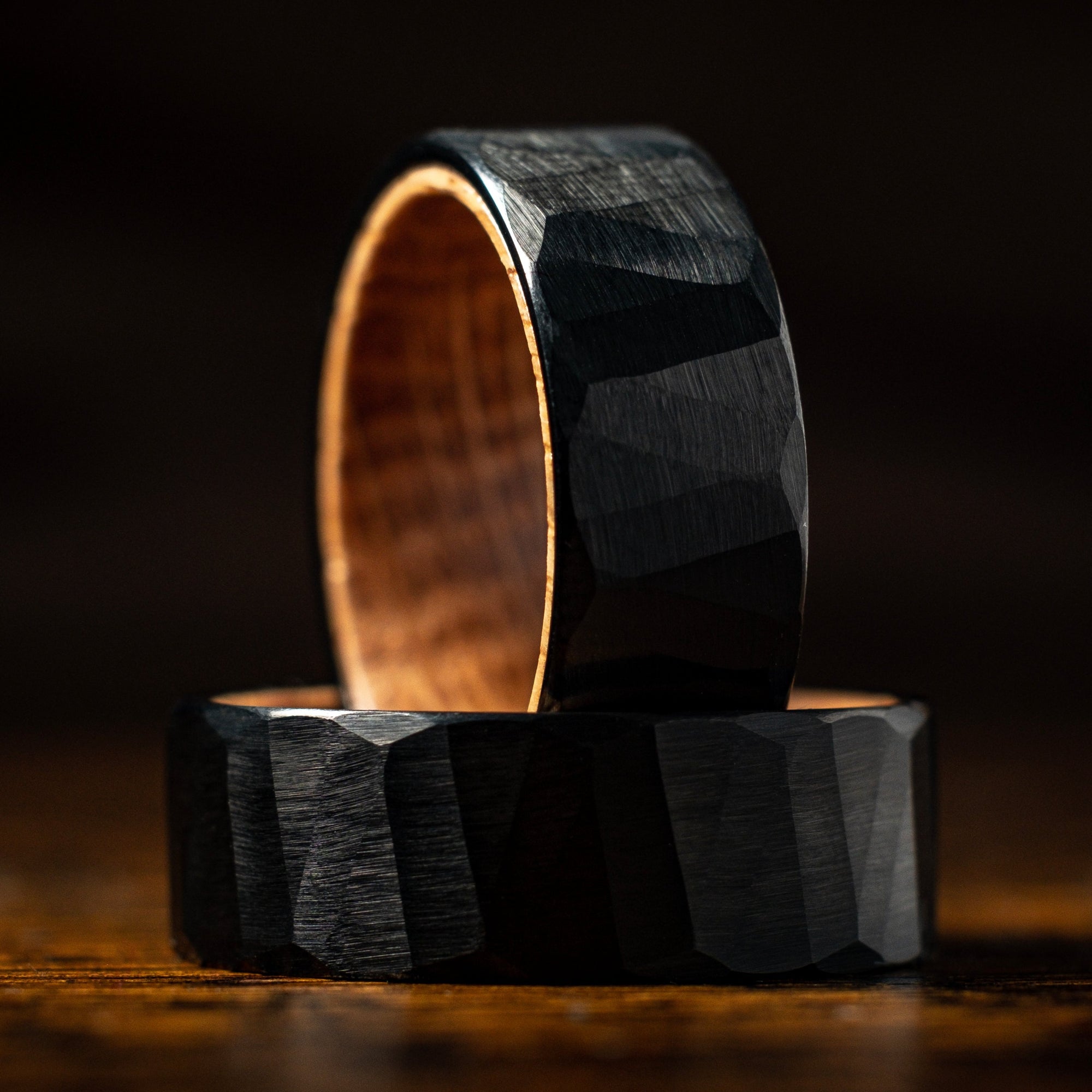 Oak X Hammered Black Tungsten Ring