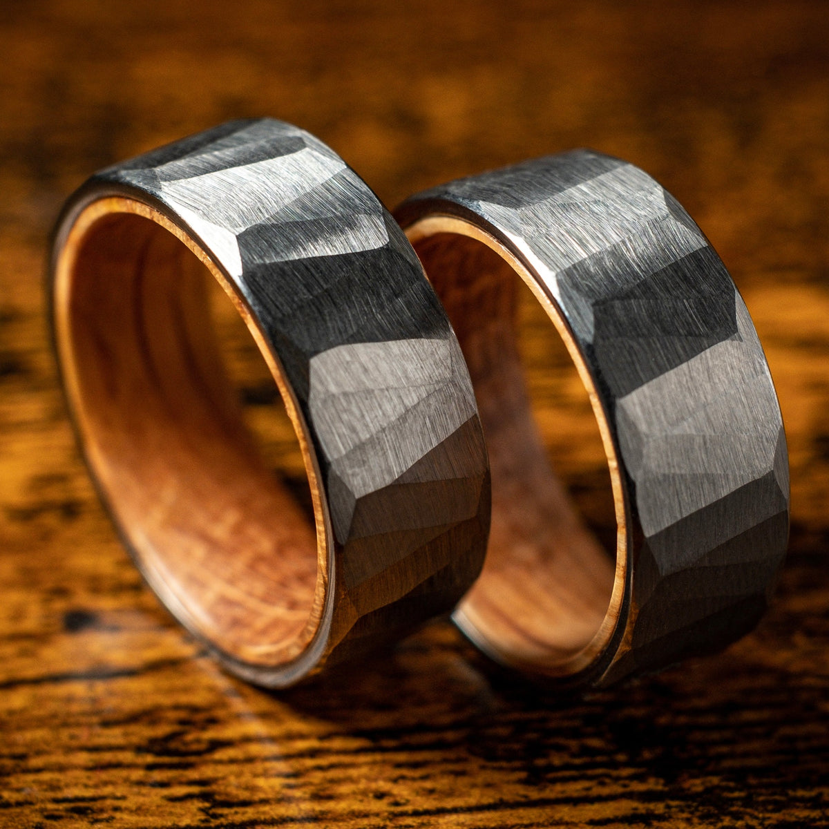 Oak X Silver Hammered Tungsten Ring