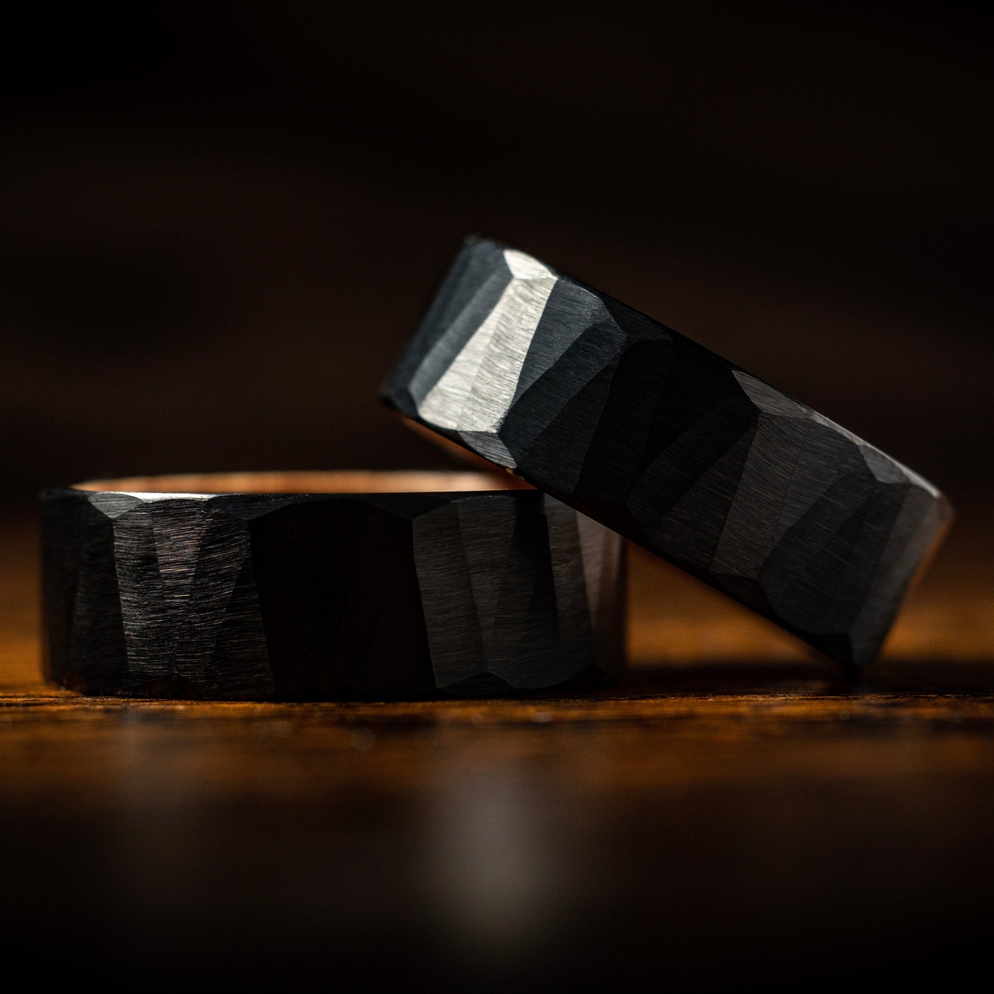 Oak X Hammered Black Tungsten Ring