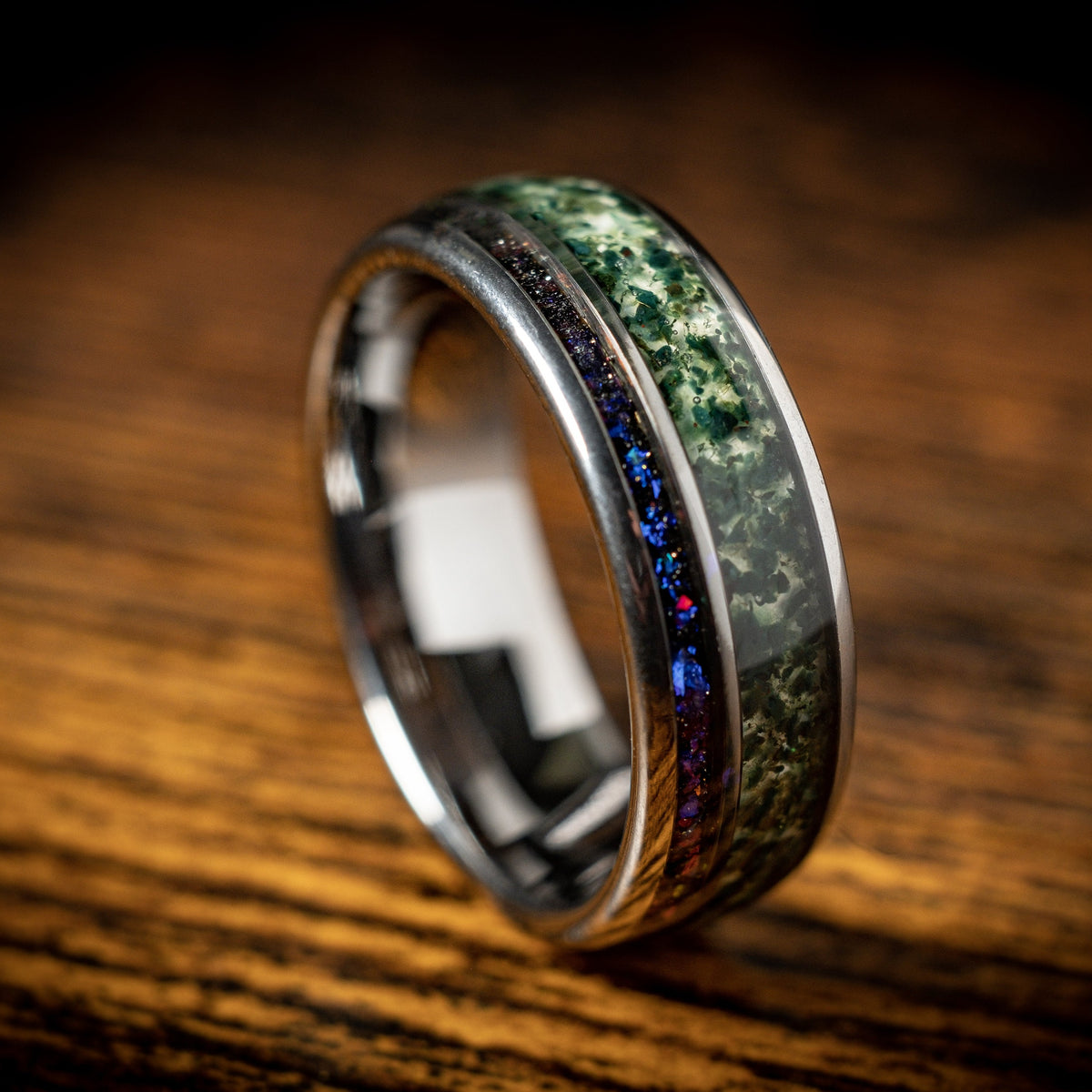 MOSS AGATE NEBULA RING