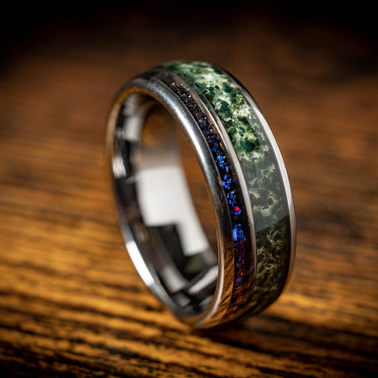 MOSS AGATE NEBULA RING
