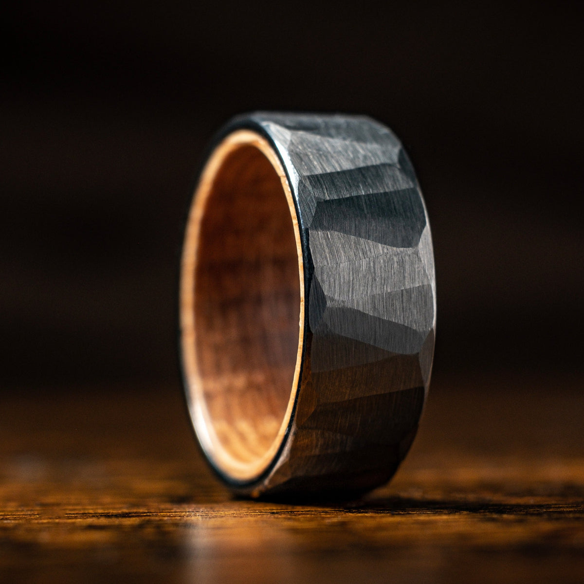 Oak X Silver Hammered Tungsten Ring