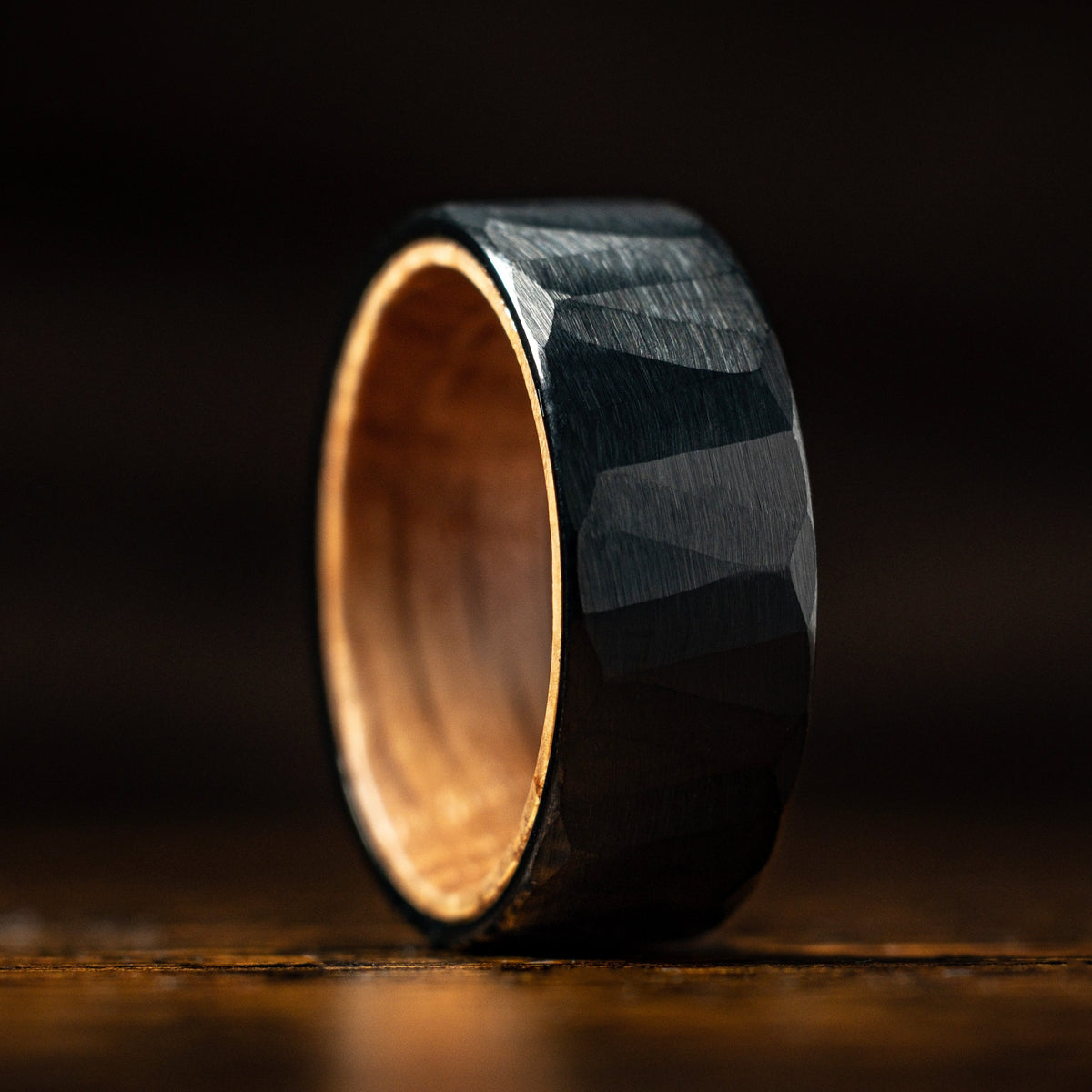 Oak X Hammered Black Tungsten Ring