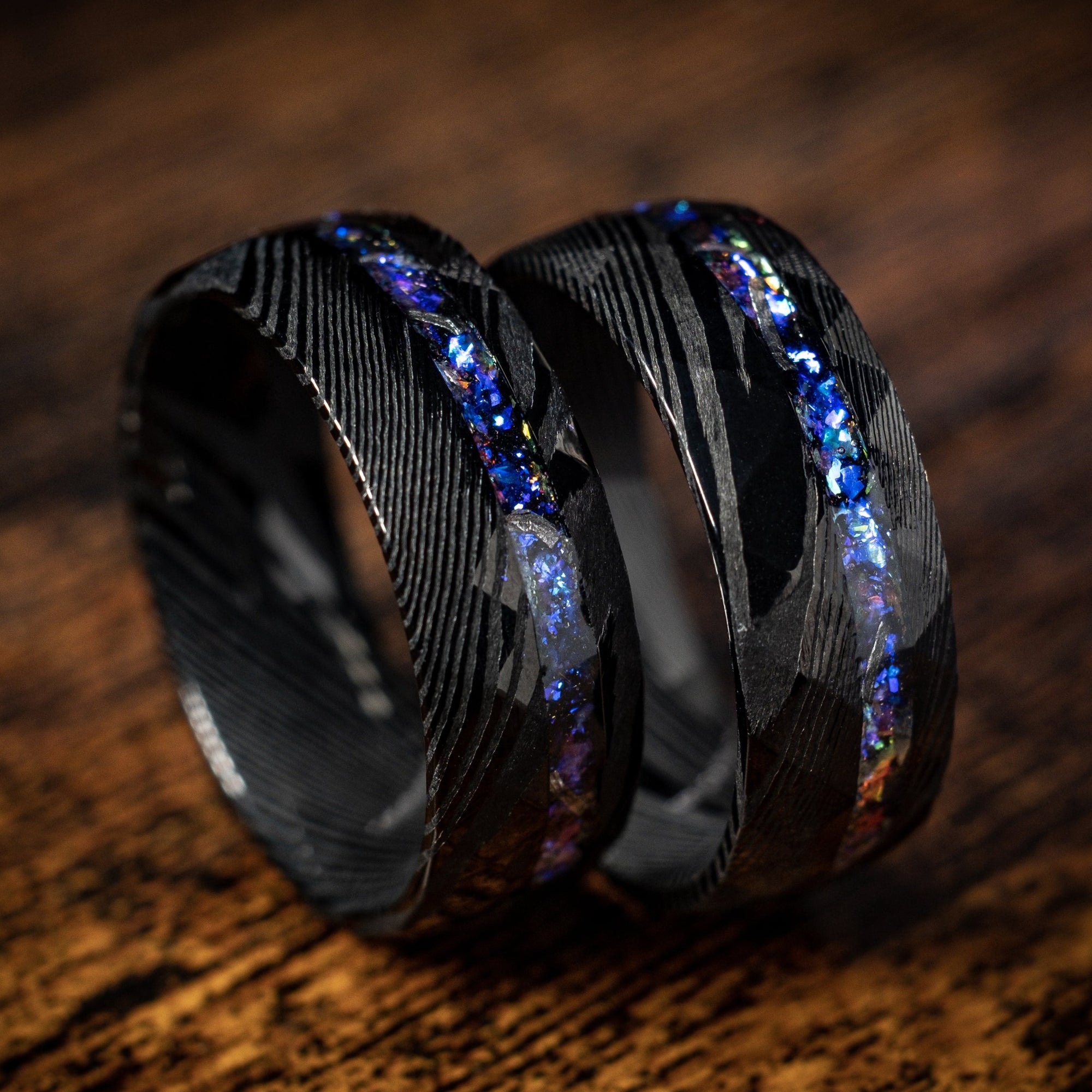 Nebula | Damascus Meteorite & Blue Sandstone Ring