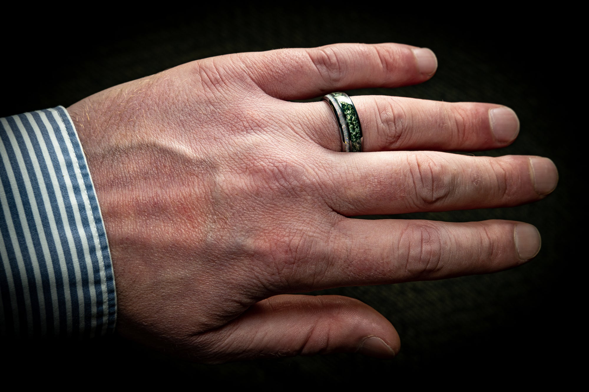 GREEN MOSS AGATE RING