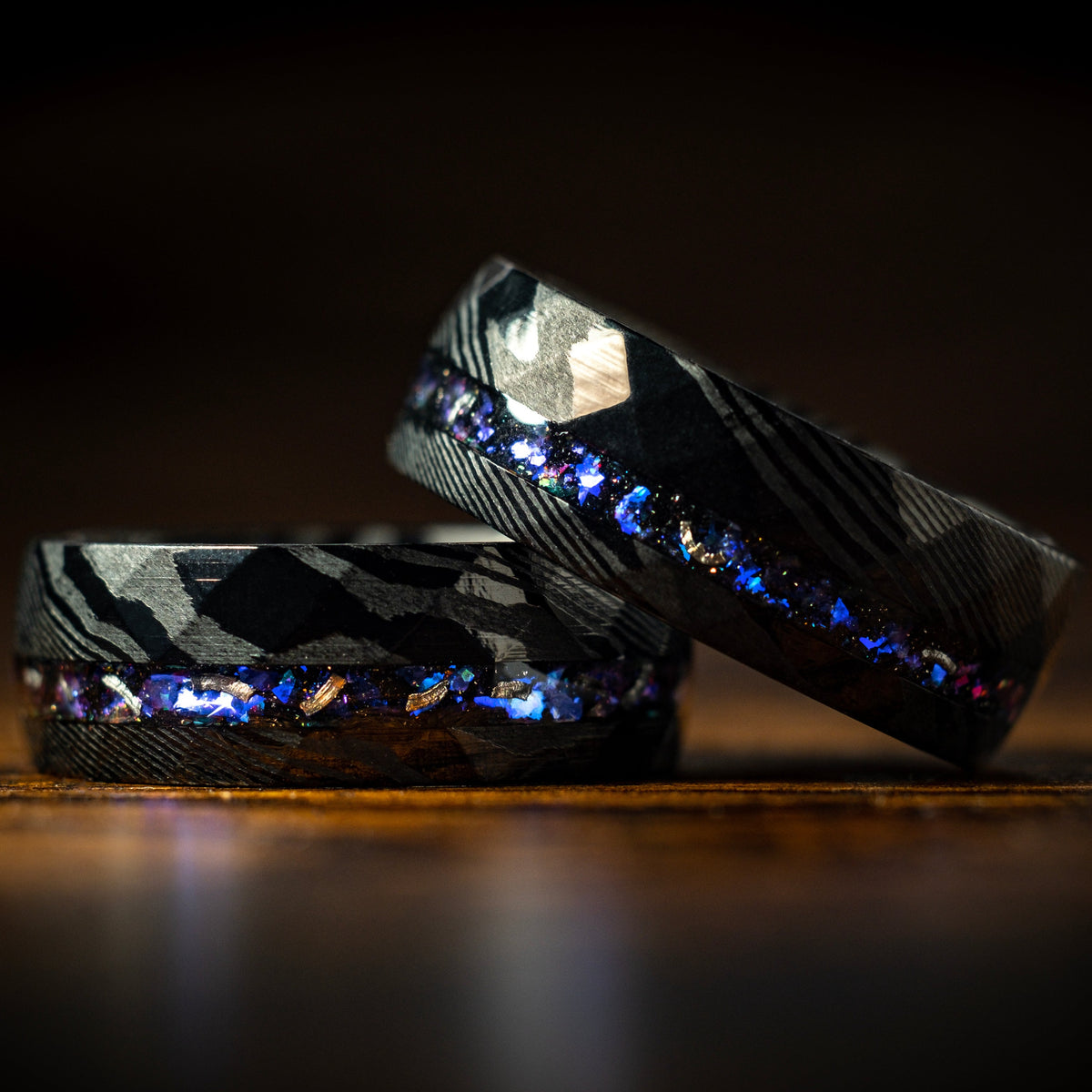 Nebula | Damascus Meteorite & Blue Sandstone Ring