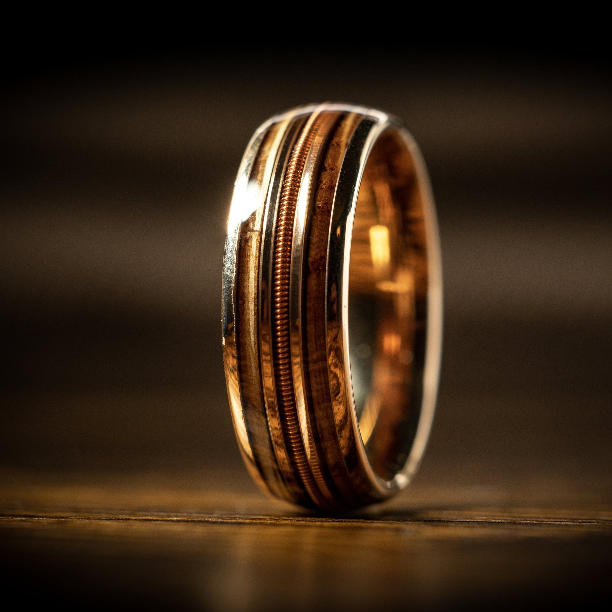 rose gold guitar string ring